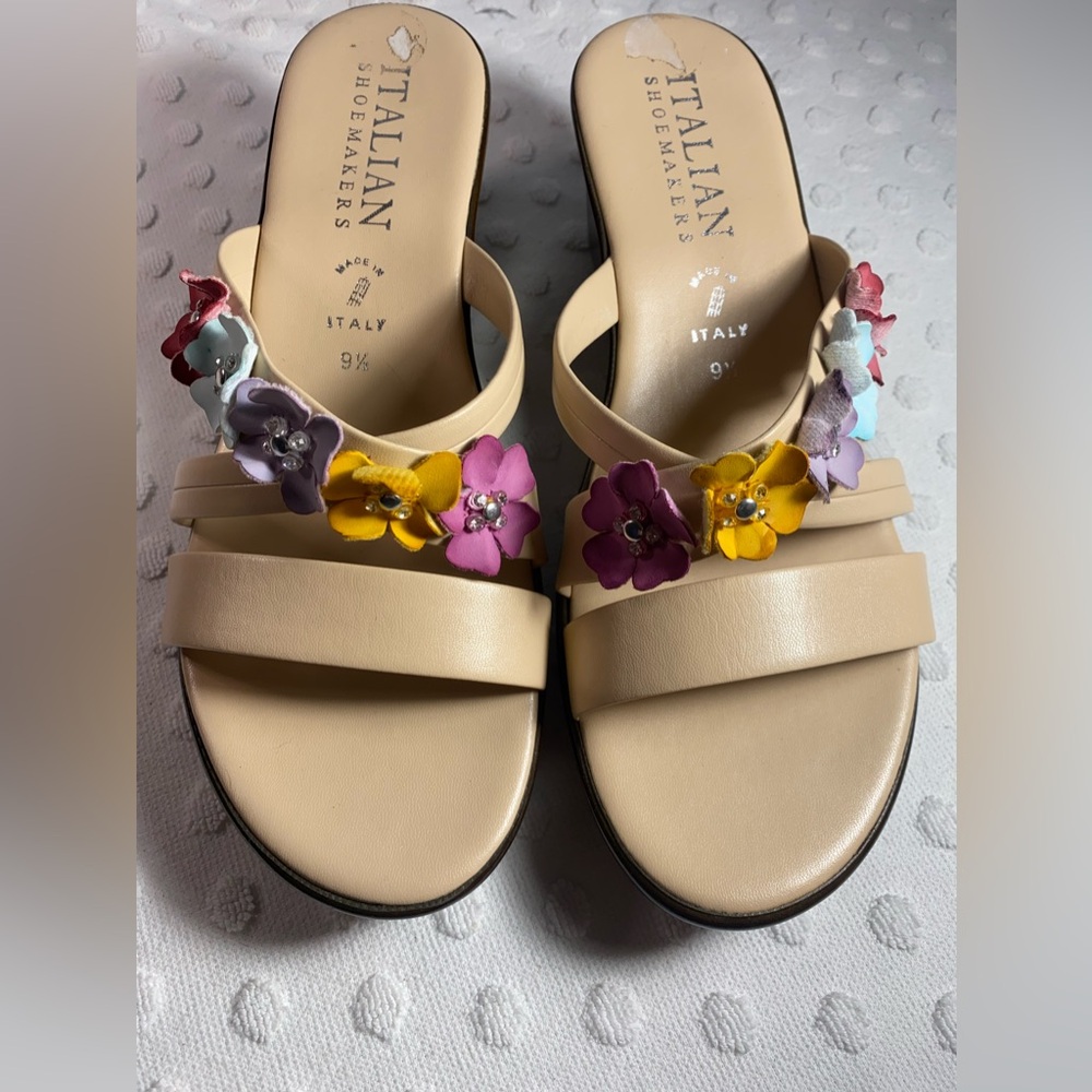 Italian Shoemakers Floral wedge Open Toe Sandals “Bubble” PRICE FIRM